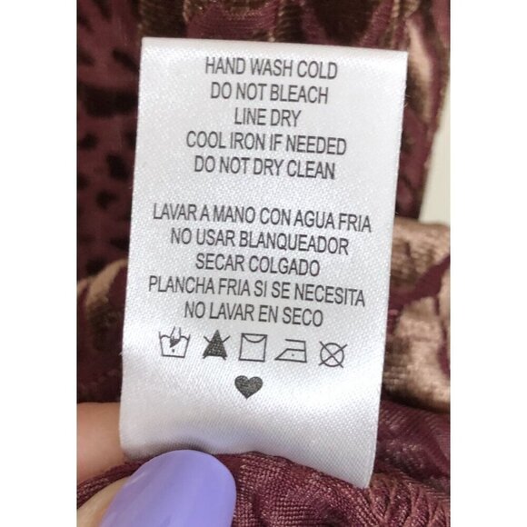 Finn & Grace Velvet Burnout Tank Top Womens XS Burgundy y2k Retro Shimmery - Picture 5 of 7